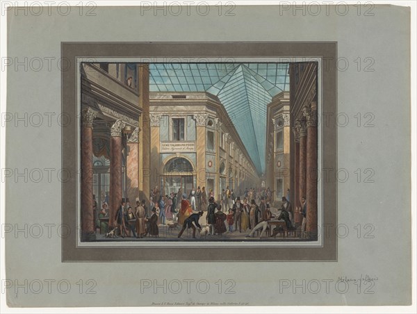 The print shop of Luigi Valeriano Pozzi in the Galleria Vittorio Emanuele in Milan, 1788-1847.  Creator: Luigi Valeriano Pozzi.