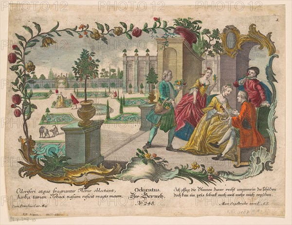 Smell, 1684-1756. Creator: Martin Engelbrecht.