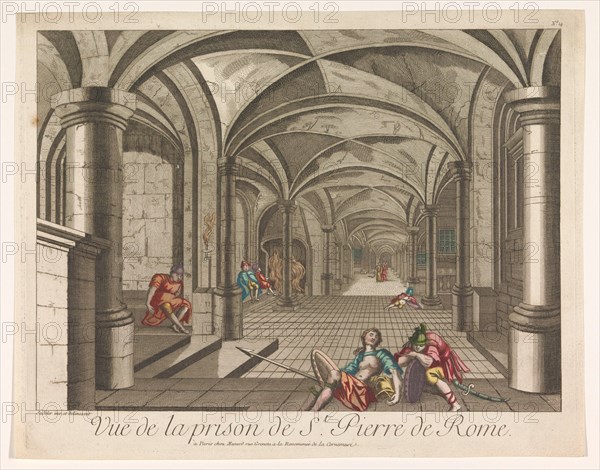 View of the interior of the Mamertine prison in Rome, 1700-1799. Creator: Anon.