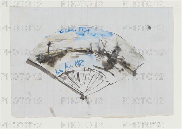 Fan with landscape, 1867-1930. Creator: Philip Zilcken.