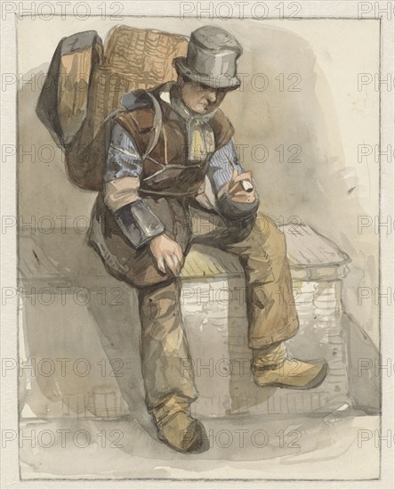 Seated peddler, 1834-1862. Creator: Pieter Marinus van de Laar.