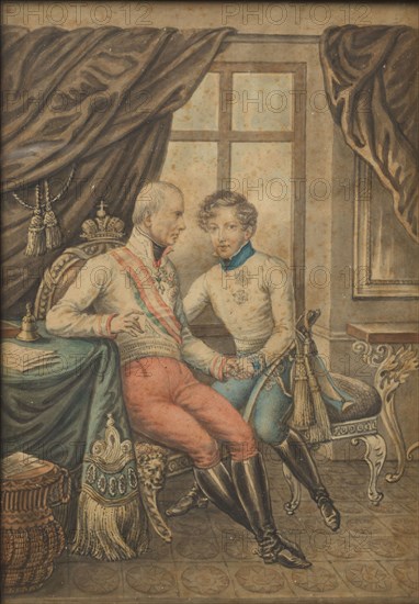 Portrait of Emperor Frans I of Austria and the Duke of Reichstadt, c1830-1900. Creator: Schijtra.