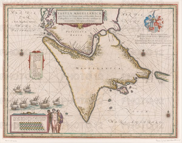 Map of the Strait of Magellan, 1635-1664. Creator: Willem Blaeu.