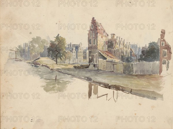 Houses on a quay, 1822-1893. Creator: Willem Troost II.