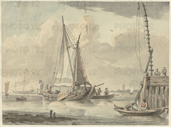 Sailing ships on the river near Dordrecht, 1720-1792. Creator: Aert Schouman.