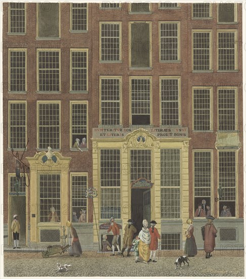 Jan de Groot's bookshop and lottery office in the Kalverstraat in Amsterdam, 1758-1843. Creator: Anon.