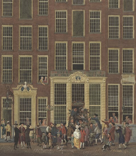 Jan de Groot's bookshop and lottery office in the Kalverstraat in Amsterdam, 1758-1843. Creator: Anon.