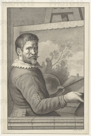 Portrait of an unknown painter at his easel, 1700-1800. Creator: Anon.