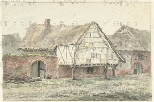 Farm with a wall, 1755-1818. Creator: Egbert van Drielst.