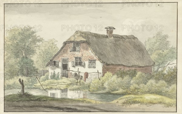 Farmhouse with thatched roof, 1755-1818. Creator: Egbert van Drielst.