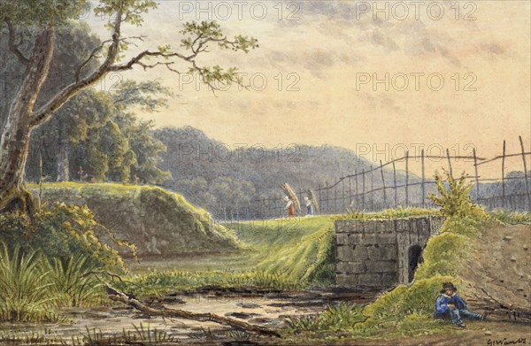 Landscape with bridge, 1792-1861. Creator: Georgius Jacobus Johannes van Os.