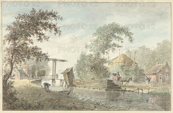 Farm on a canal with a drawbridge, 1757-1822. Creator: Hermanus Petrus Schouten.