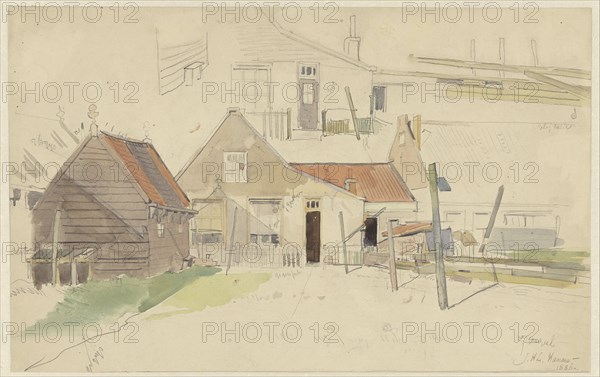 Studies of houses in the Vinkenbuurt, Amsterdam, 1886. Creator: Jan Hanau.