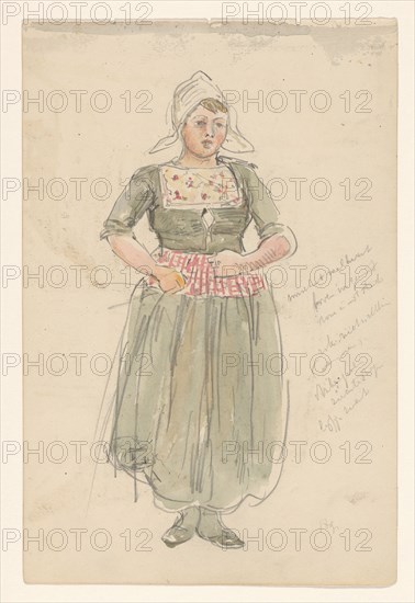 Standing girl in traditional costume, 1868-1933. Creator: Jan Hoynck van Papendrecht.