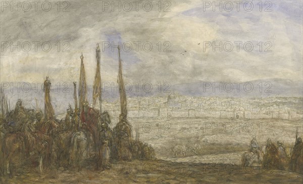 Turkish army in front of Jerusalem, c.1877-c.1932. Creator: Marius Bauer.