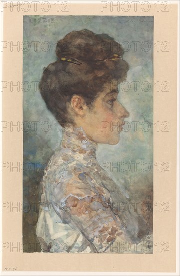 Portrait of Lizzy, in profile to the right, 1874-1918. Creator: Martinus van Andringa.