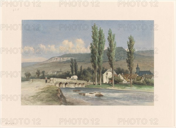 Mountain landscape near Walferdange, Luxembourg, 1850-1929. Creator: Pieter Adrianus Schipperus.