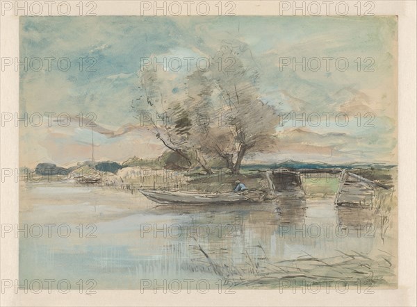 Rowboat at the waterfront, 1867-1931. Creator: Pieter H.J.J. Ras.