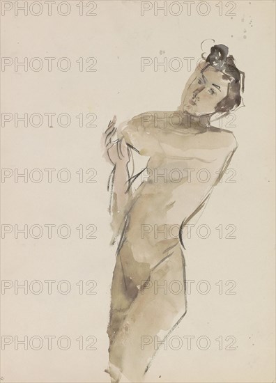Standing Female Nude, c.1915-1934. Creator: Isaac Lazerus Israels.