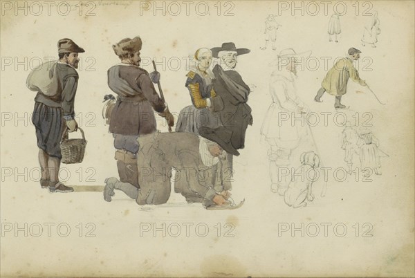 Figures in different poses, c. 1846-c. 1882. Creator: Cornelis Springer.