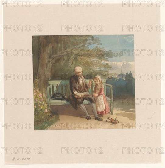 Man who reads to a small child, 1836-1900. Creator: Elchanon Verveer.