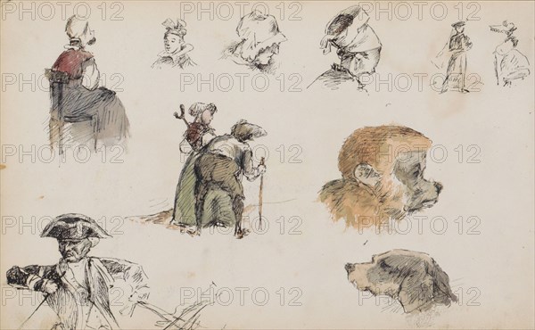 Figure and animal studies, 1880. Creator: Marius Bauer.