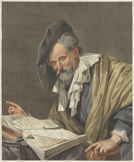 Man with beret and a book, 1798. Creator: R.M. Pruysenaar.