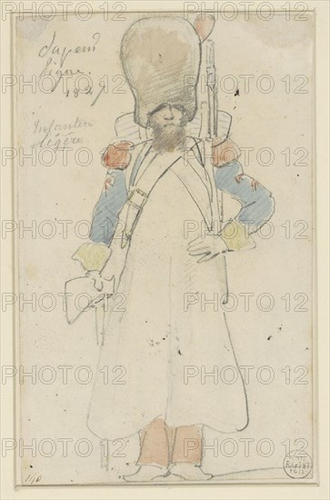 Sketch of military uniform, 1827. Creator: Auguste Raffet.