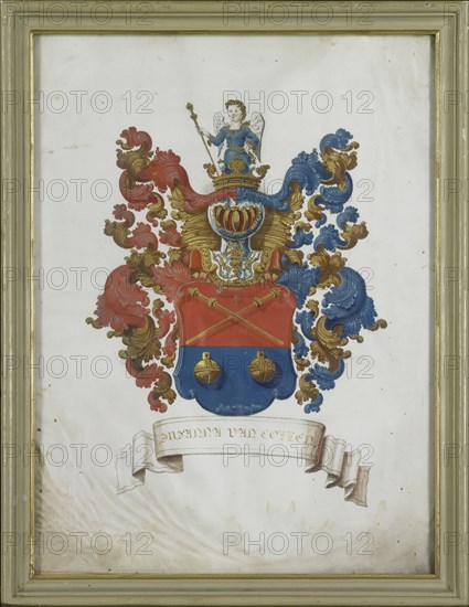 The coat of arms of Susanna van Collen (1692-1745), wife of Jacob Feitama, 1725-1774. Creator: Anon.