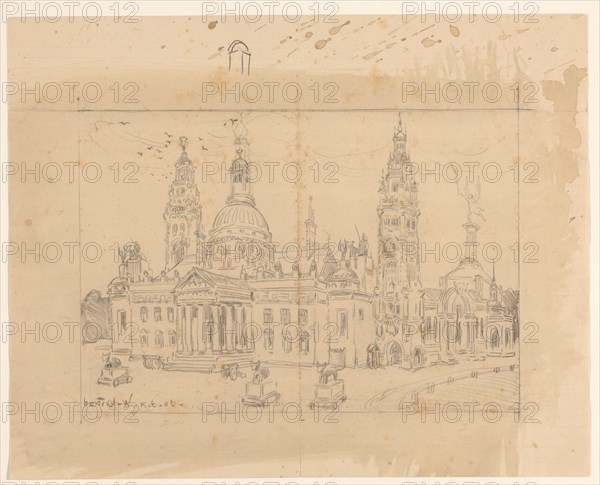 Design for the Vredespaleis (Peace Palace) in The Hague, 1906. Creator: Hendricus Jansen.