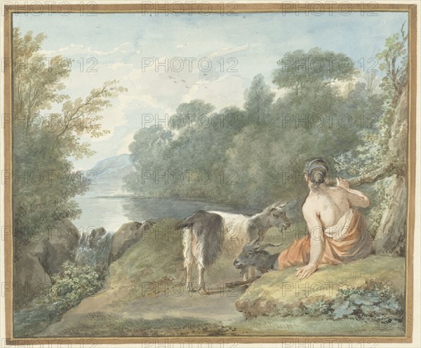 Shepherdess with goats in a landscape with a lake, 1781. Creator: Aert Schouman.