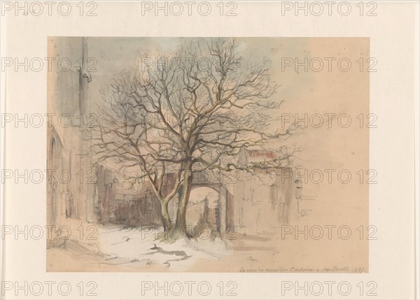 Court of the Sint Antoniusklooster in Maastricht, in winter, 1837. Creator: Alexander Schaepkens.
