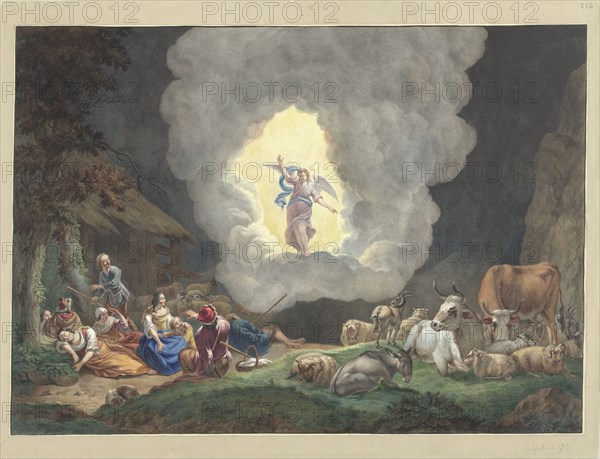 The proclamation to the shepherds, 1700-1800. Creator: Anon.