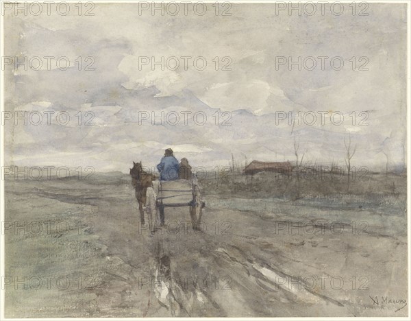 Farmer's cart on a country road, 1848-1888. Creator: Anton Mauve.