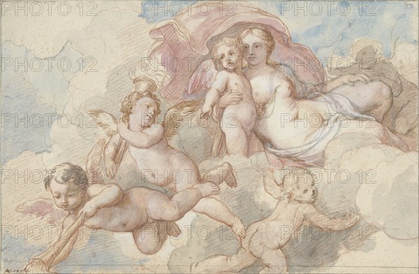 Venus with Amor and putti, 1710-1777. Creators: Charles-Joseph Natoire, Unknown.