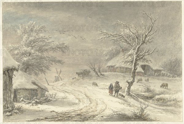 Winter view in Exloo, Drenthe, 1755-1818. Creator: Egbert van Drielst.