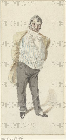 Caricature of a standing man, 1809-1877. Creator: Henry Bonaventure Monnier.