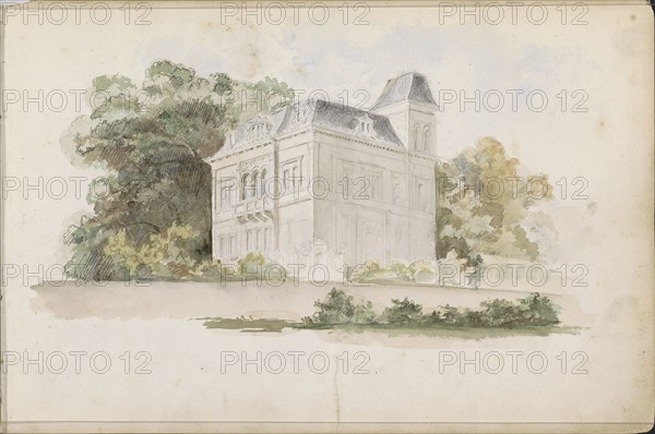 Detached villa with tower near trees, 1862-1867. Creator: Isaac Gosschalk.