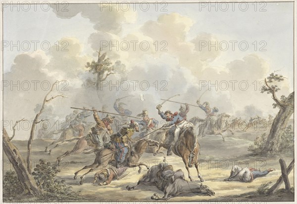 Attack between Cossacks of Crimea and French Riding Artillery, 1817. Creator: Jan Antony Langendijk.