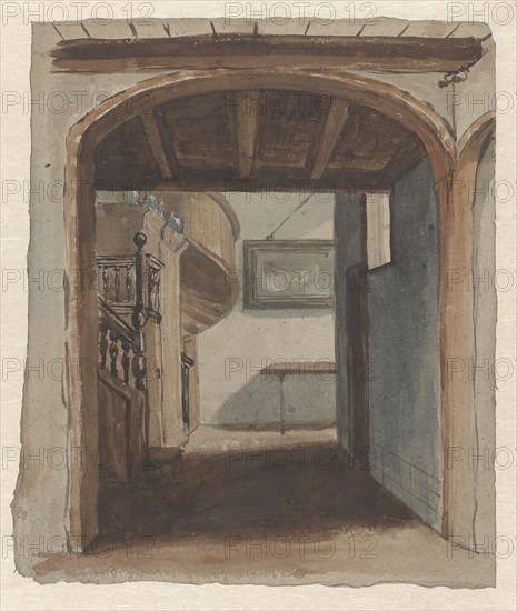 Interior looking towards staircase, 1830-1889. Creator: Jan Fabius.