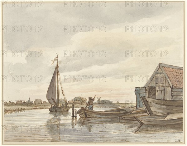 Boats on a canal, 1776-1822. Creator: Jan Hulswit.