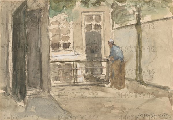 View of a courtyard from the artist's studio in Kazernestraat in The Hague, 1834-1903. Creator: Jan Hendrik Weissenbruch.