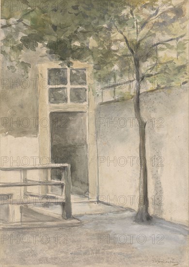 View of a courtyard from the artist's studio in Kazernestraat in The Hague, 1834-1903. Creator: Jan Hendrik Weissenbruch.