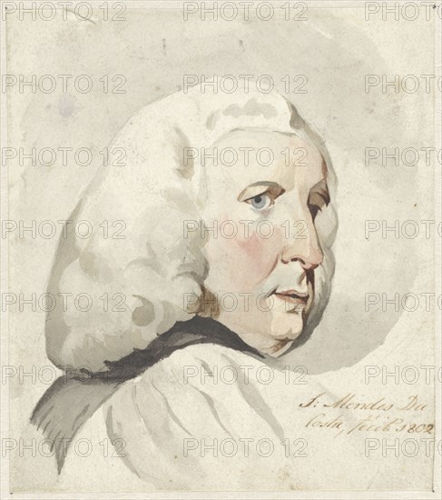 Head of a man to the right, 1802. Creator: Samuel Henri Mendes da Costa.