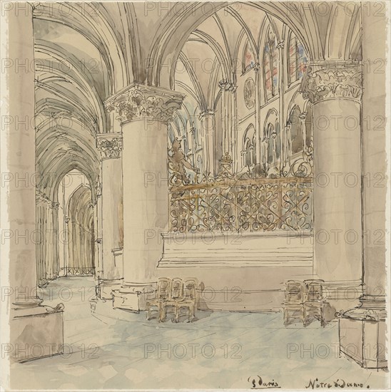 Interior of Notre-Dame in Paris, 1872-1904. Creator: Wilhelm Cornelis Bauer.