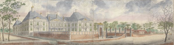 The House in Honselaersdijk and surroundings, can be seen across the forecourt, 1640-1649. Creator: Abraham Beerstraten.