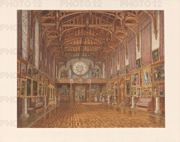 Interior of the Gothic Hall, Kneuterdijk Palace, The Hague, 1846. Creator: Augustus Wijnantz.
