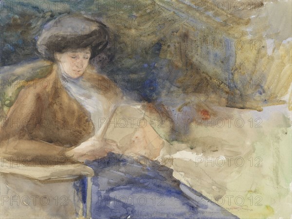 Seated woman reading, 1865-1913. Creator: Abrahamina Arnolda Louisa Hubrecht.