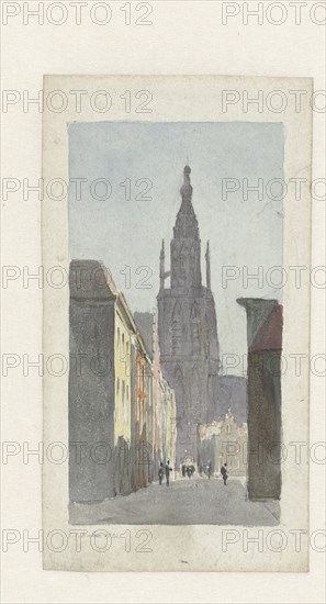 Street view with a view of the Grote Kerk in Breda, 1832. Creator: Carel Jacobus Behr.