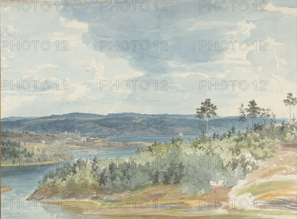 Akershus Fortress, near Oslo, located on the fjord, 1850-1900. Creator: Christian Skredsvig.